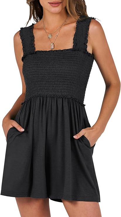 <a href="https://amzn.to/4xE2qIN" data-type="link" data-id="https://amzn.to/4xE2qIN">Caracilia Women's Summer Casual Smocked Rompers Square Neck Sleeveless Loose Shorts Jumpsuit 2026 Beach Vacation Outfits</a>