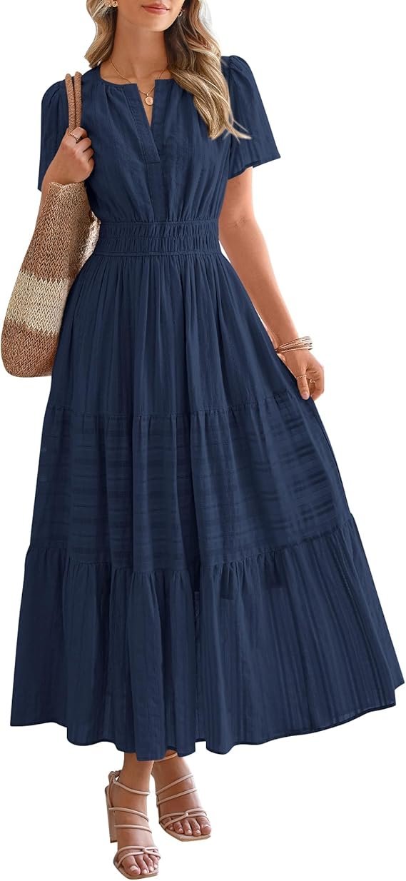 <a href="https://amzn.to/4eHrYft" data-type="link" data-id="https://amzn.to/4eHrYft">BTFBM Womens Summer 2026 Casual Midi Maxi Dresses Lightweight Short Sleeve V Neck Elastic Waist Boho Beach Dress Pockets</a>