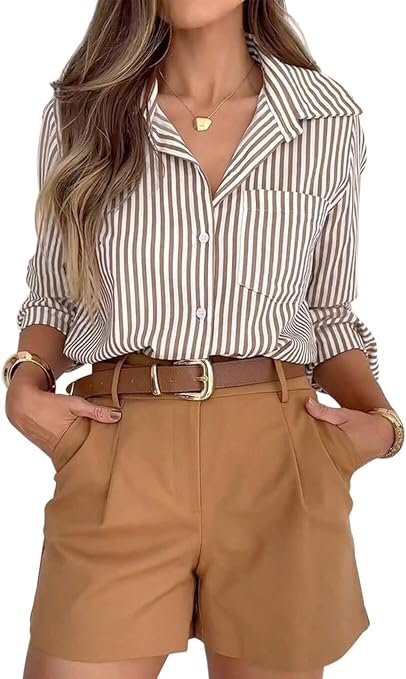 <a href="https://amzn.to/4gQgwAH" data-type="link" data-id="https://amzn.to/4gQgwAH">siliteelon Striped Button Down Shirts for Women Dress Shirts Long Sleeve Casual Collared Office Work Shirt with Pocket</a>
