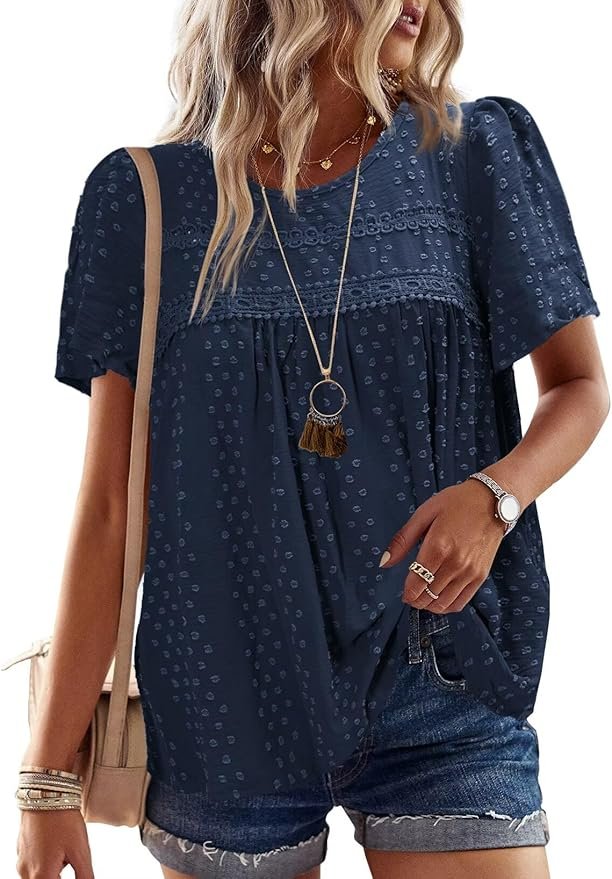 <a href="https://amzn.to/44EBuv3" data-type="link" data-id="https://amzn.to/44EBuv3">Falechay Womens Summer Tops Crewneck Short Sleeve Shirts Casual Chiffon Blouses Flowy Lace Hem Boho Clothing Trendy 2026</a>